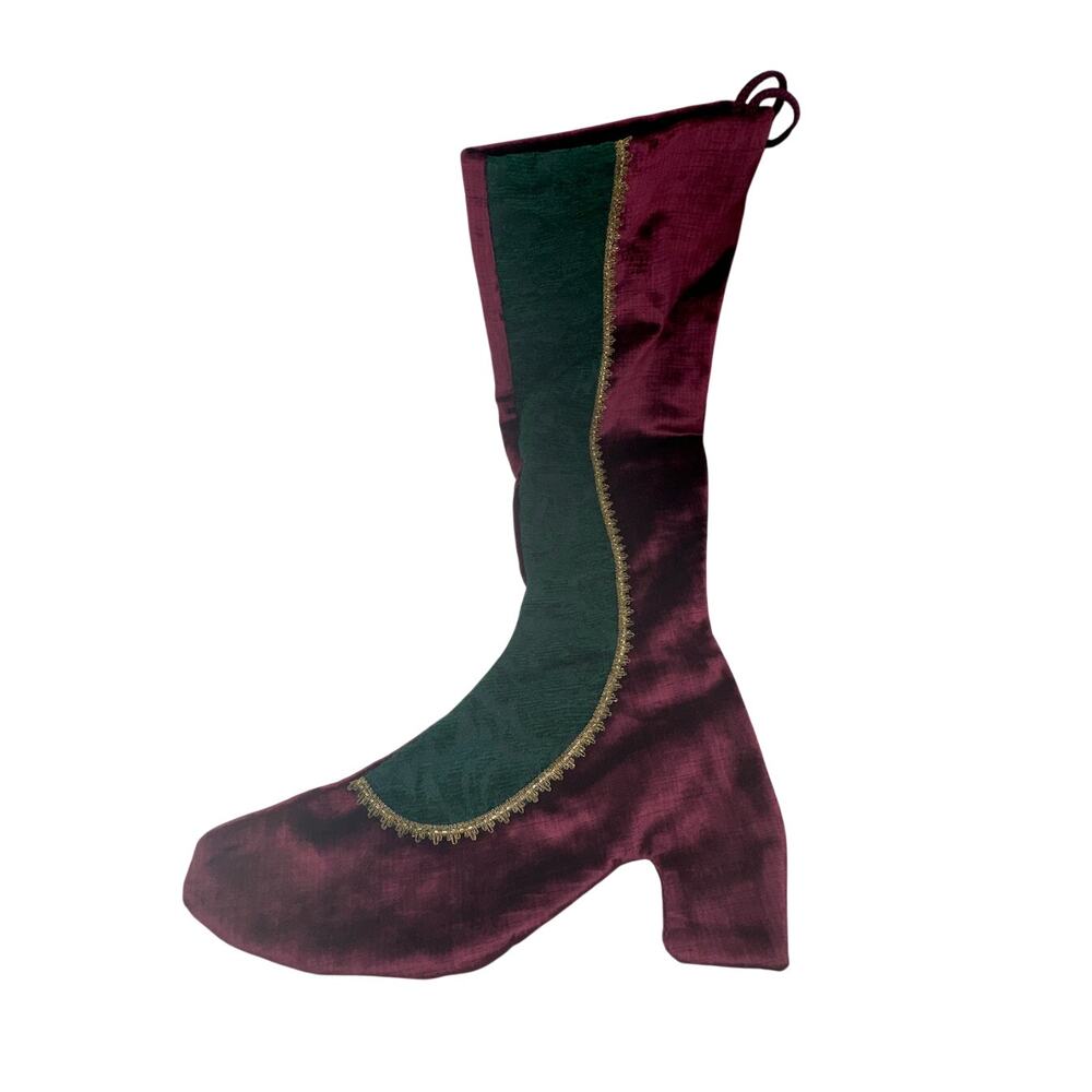 Vintage NWT New Victorian Boot Christmas Stocking Red and Green Antique Stocking